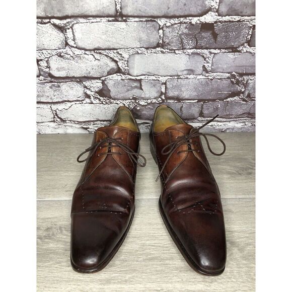 Magnanni Neiman Marcus Burnished Brown Leather Wingtip Dress Shoes Men Sz 10M US main image 7